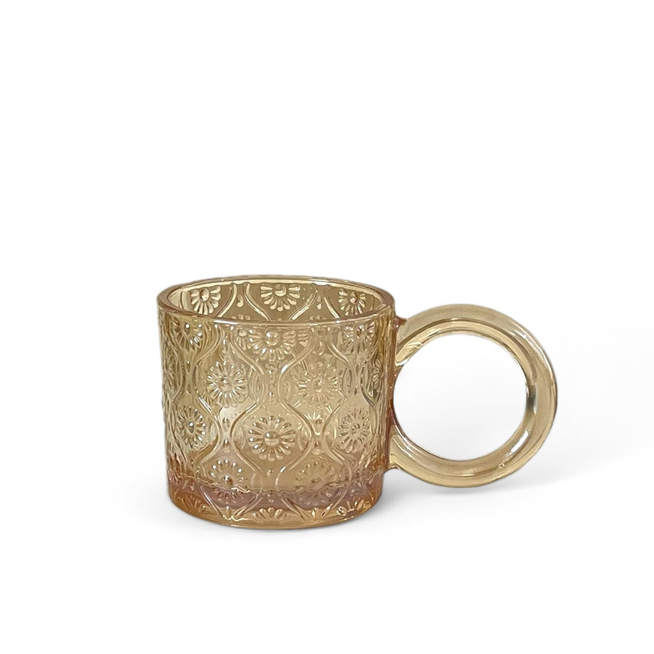 Tinted Glass Embossed Glass Mug