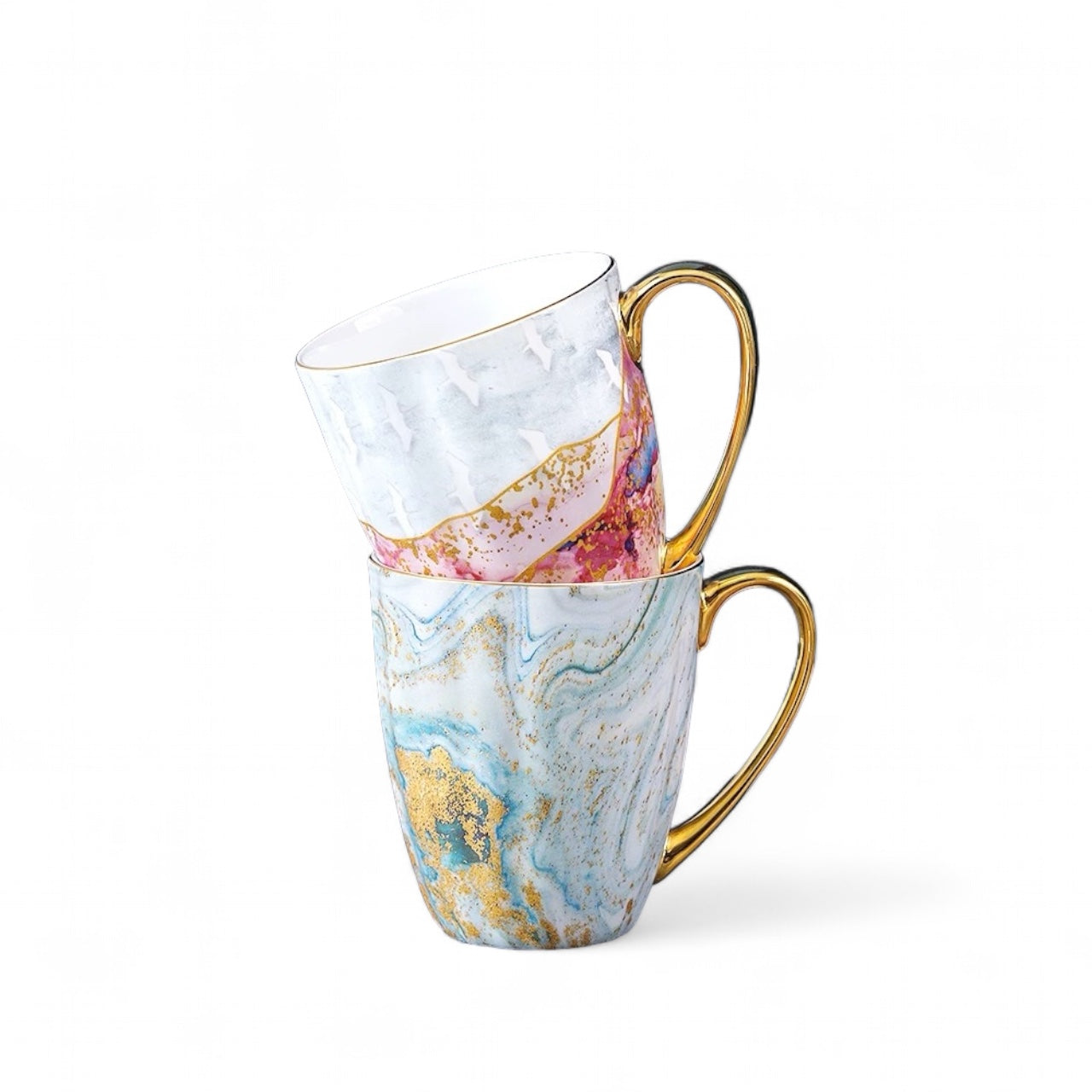 Colored Marble Gold Accent Mugs