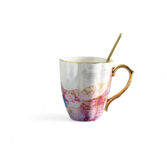 Colored Marble Gold Accent Mugs